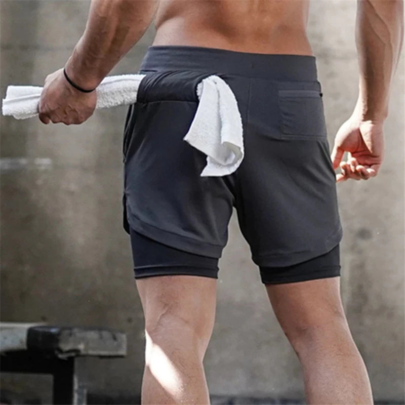 Running Shorts Men 2 In 1 Quick Dry Fitness Jogging Shorts