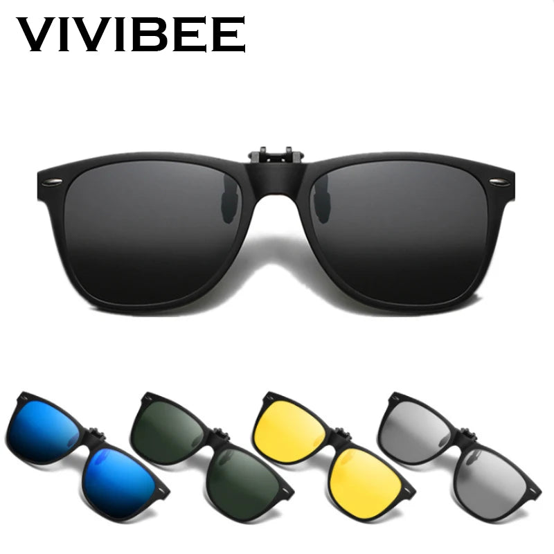 VIVIBEE Men Photochromic Polarized Lens Flip Up Clip-on Sunglasses