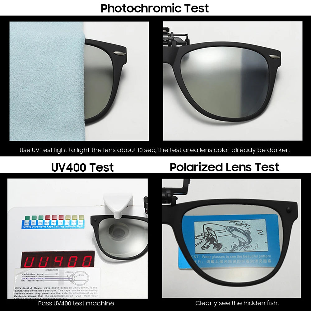 VIVIBEE Men Photochromic Polarized Lens Flip Up Clip-on Sunglasses