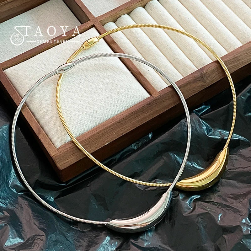 French Retro Metal Snake Bone Chain Collar