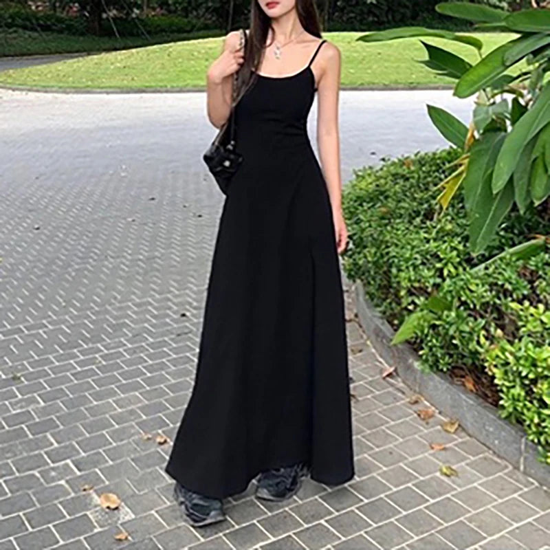Retro Spaghetti Strap Midi Dress for Women