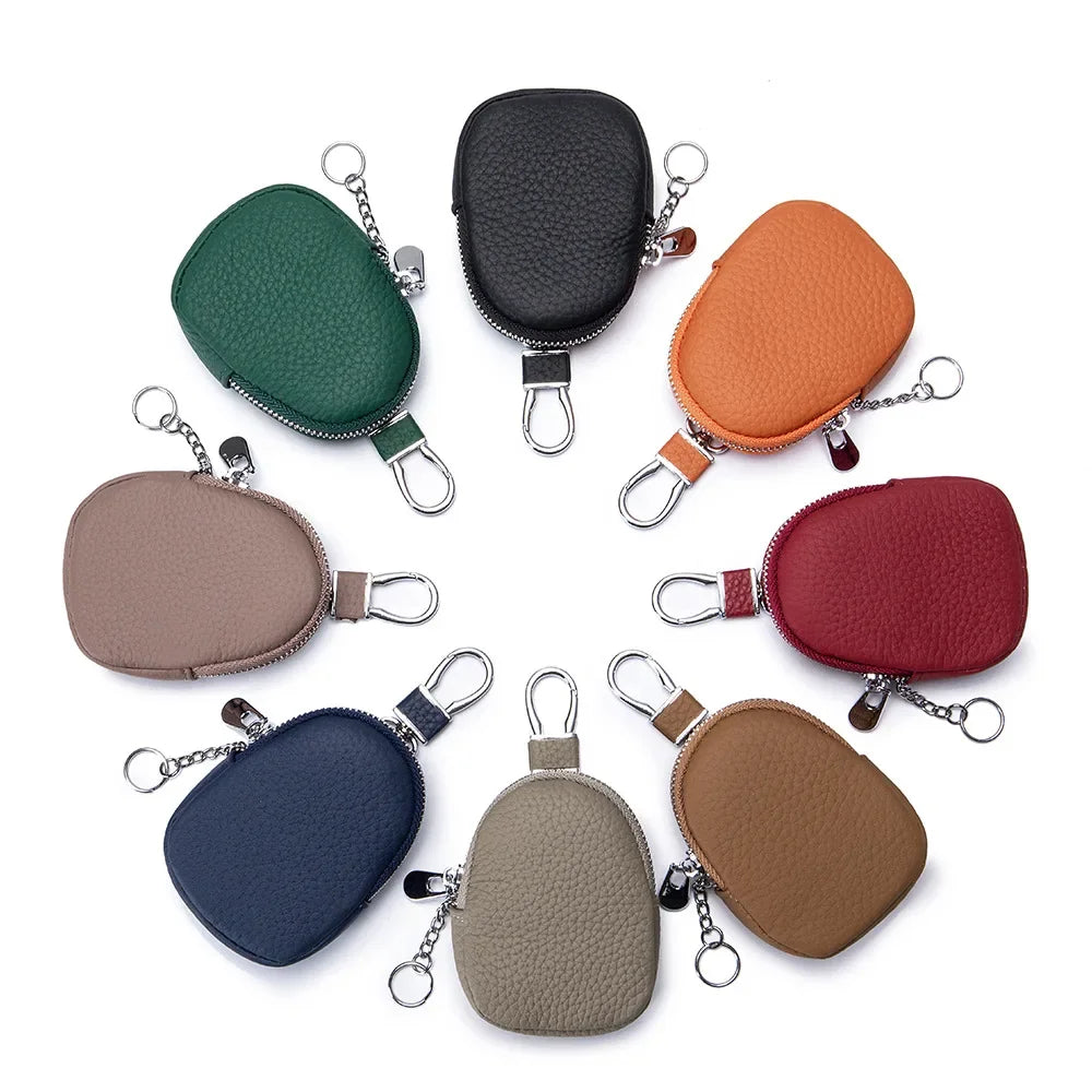 Mini Leather Coin Purse with Key Ring