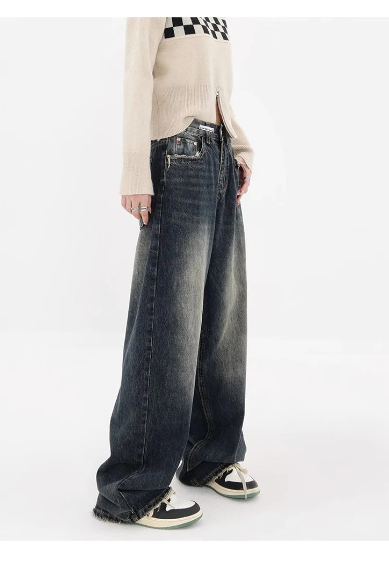 Harajuku Y2K Loose Jeans Retro High-Waisted Wide Leg Denim Pants