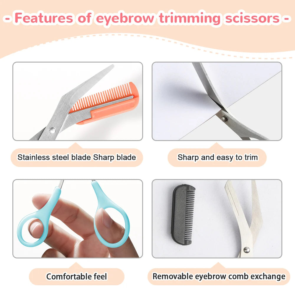 Eyebrow Shaving Knife & Scissors Combo