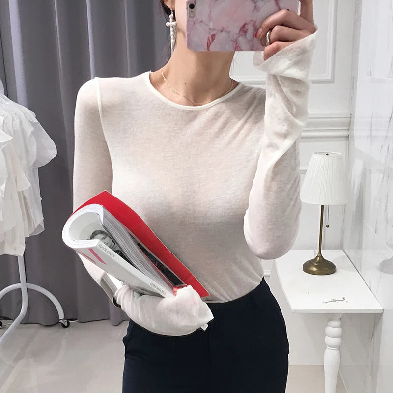 Korean Style Slim Basic Elasticity Top