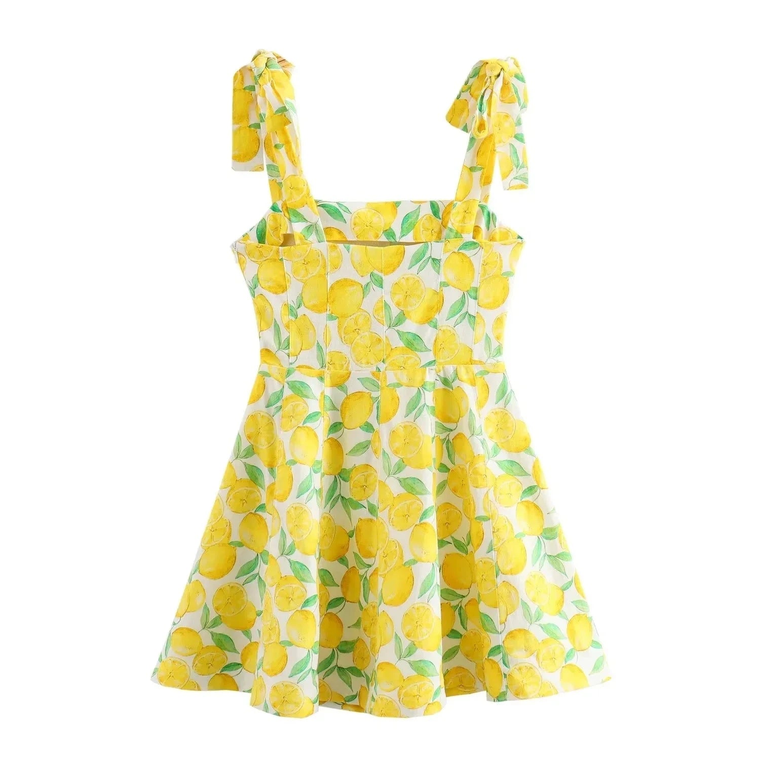 Chic Fruit Printed Bow Mini Dress