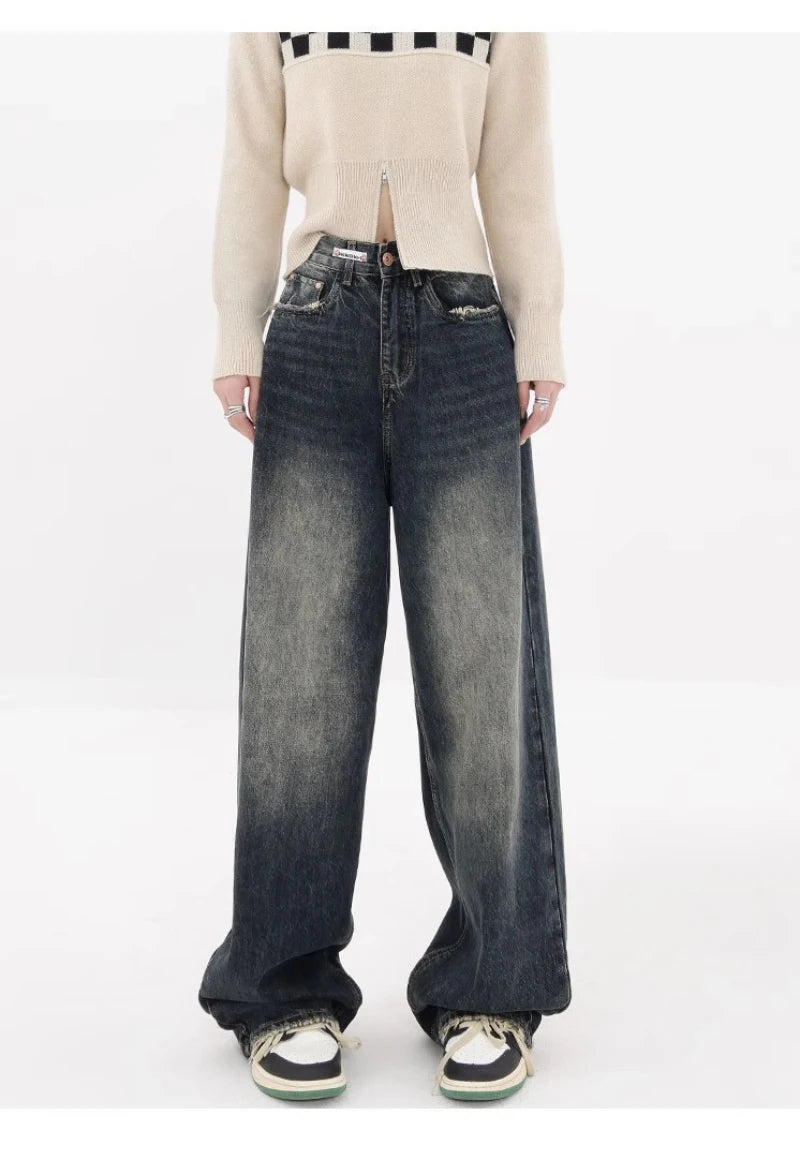 Harajuku Y2K Loose Jeans Retro High-Waisted Wide Leg Denim Pants