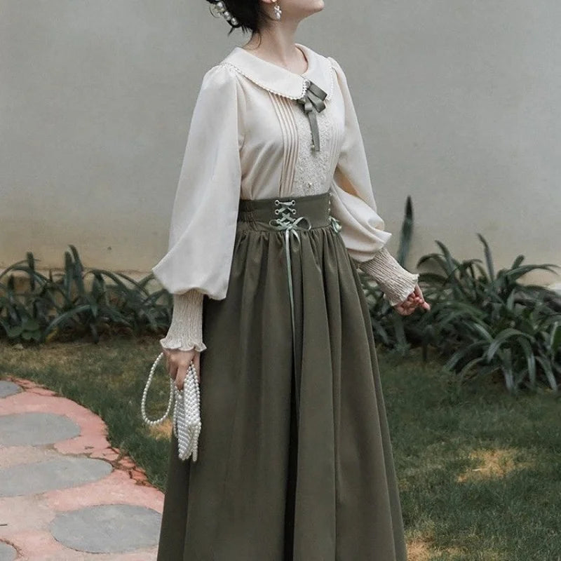 Vintage 2-Piece Dress Set with Peter Pan Collar