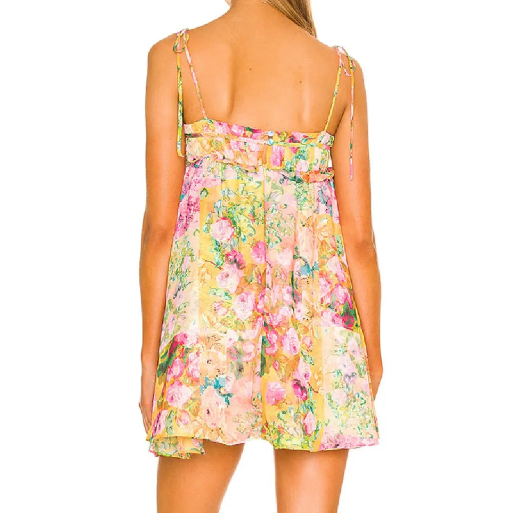 Women’s Bow Lacing Up Sling Robe Mini Dress