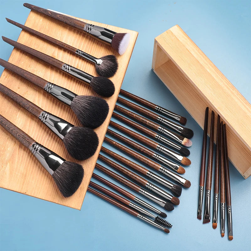 OVW Professional 24-Piece Makeup Brush Set - Goat Hair, Foundation, Contour, Blending & More