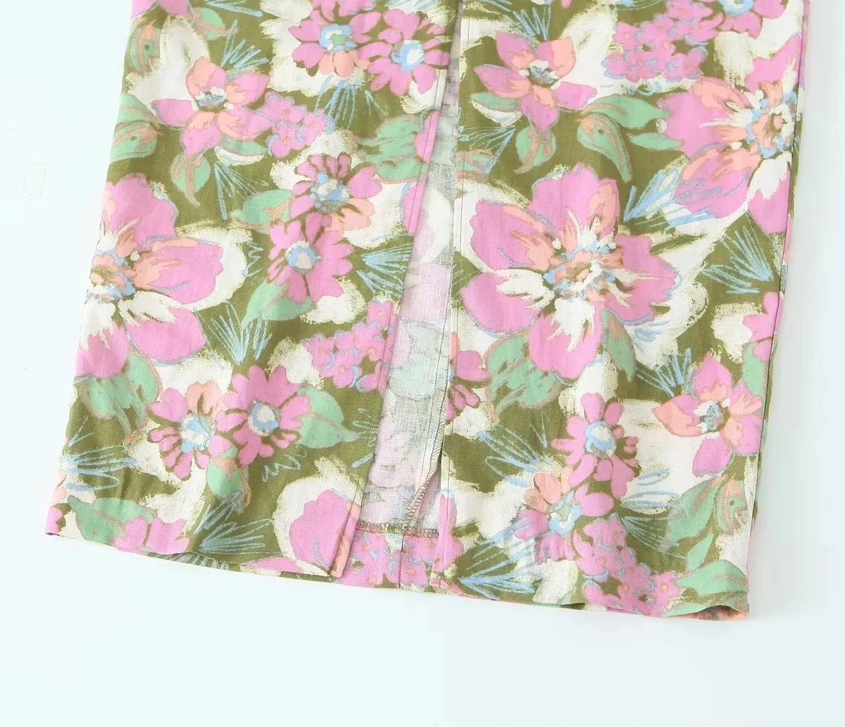 XNWMNZ Women’s Fashion Linen Blended Flower Print Dress