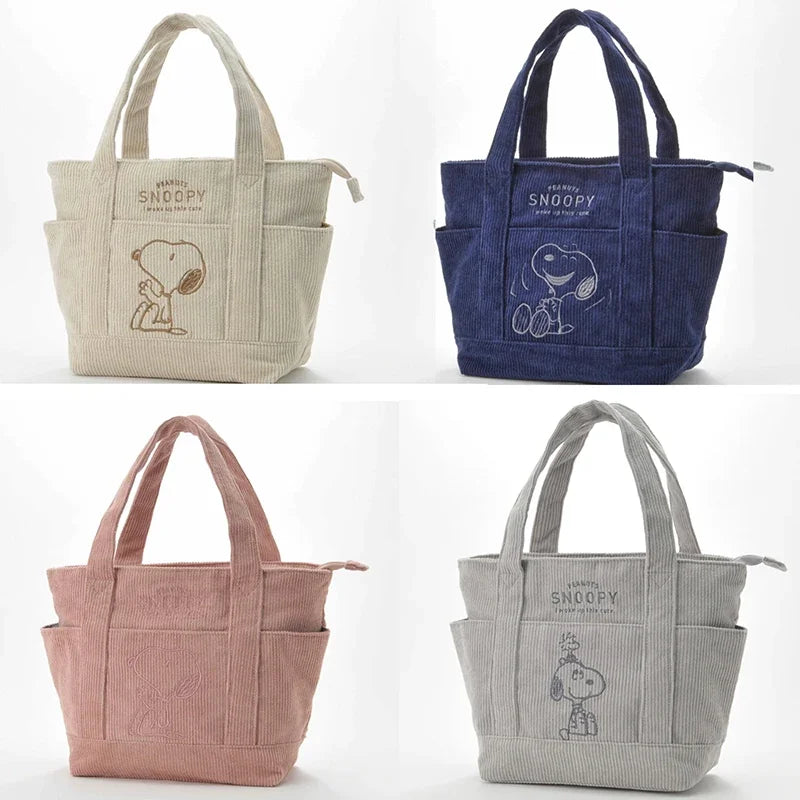 MINISO Disney Snoopy Corduroy Tote Bag