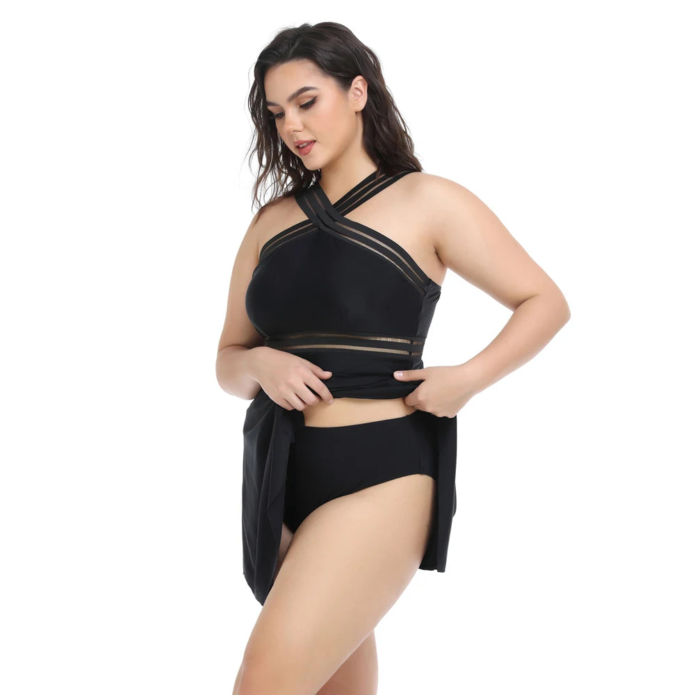 VIGOJANY Plus Size Swimsuit – Stylish 2-Piece Dress Swimwear for Women