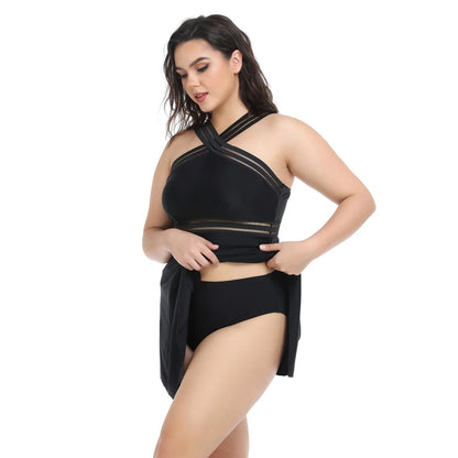 VIGOJANY Plus Size Swimsuit – Stylish 2-Piece Dress Swimwear for Women