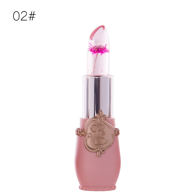 Transparent Jelly  Flower Dried Flower Temperature Change Lip Gloss Lipstick