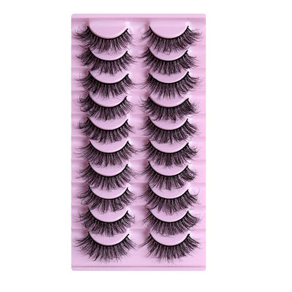 10 Pairs Natural Thick Curly False Eyelashes