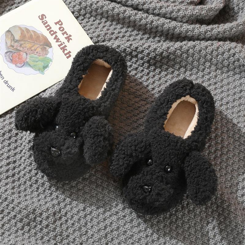 Comwarm Cute Dog Short Plush Slippers for Women