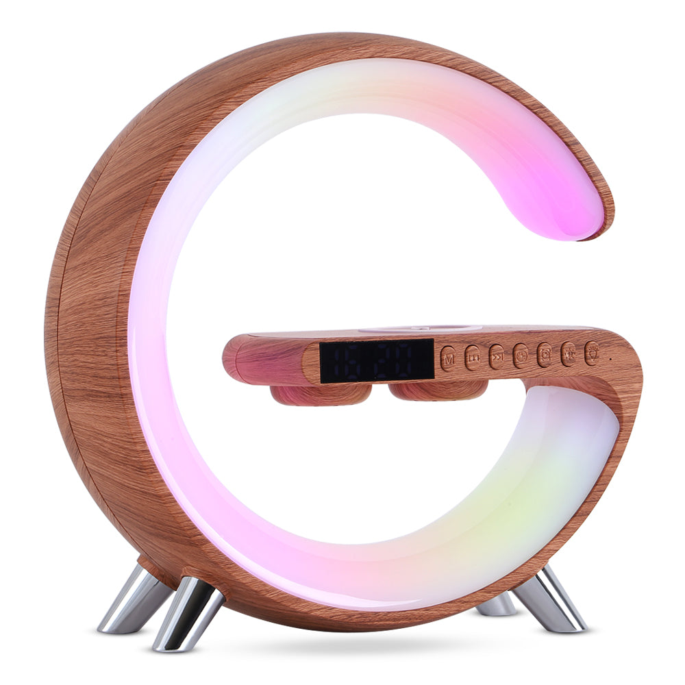 Smart G-Shaped LED Lamp with Bluetooth Speaker and Wireless Charging