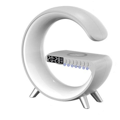 Smart G-Shaped LED Lamp with Bluetooth Speaker and Wireless Charging