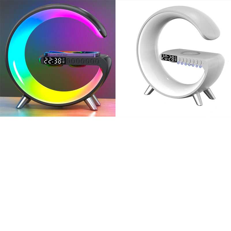 Smart G-Shaped LED Lamp with Bluetooth Speaker and Wireless Charging