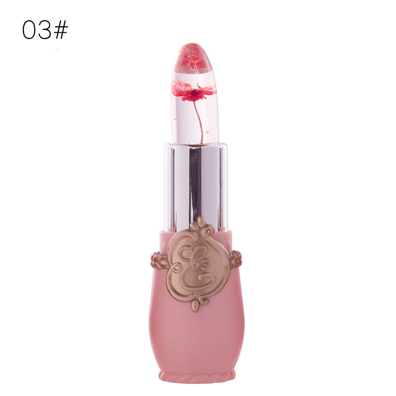 Transparent Jelly  Flower Dried Flower Temperature Change Lip Gloss Lipstick