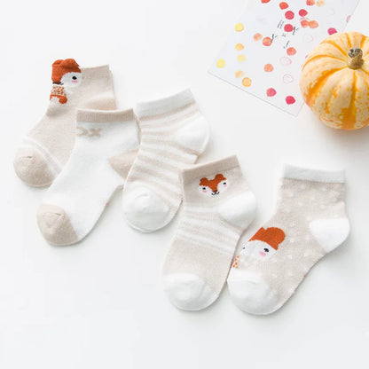 5 Pairs of Cute Cartoon Baby Socks for Infants