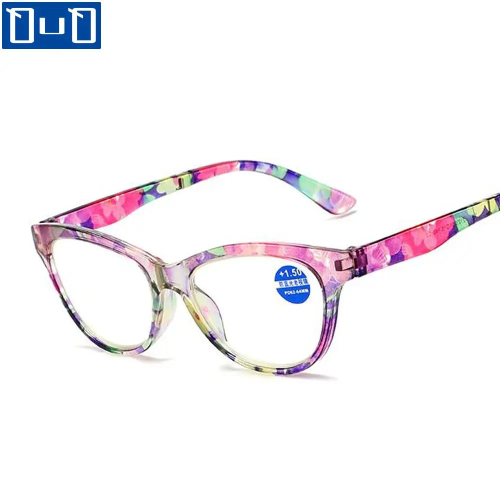 Floral Print PC Frame Cat Eye Eyewear for Presbyopia