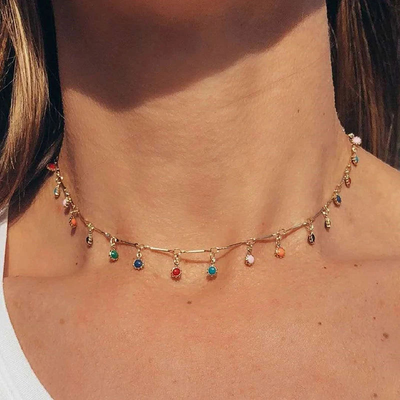 Fashion Simple Candy Color Tassel Necklace