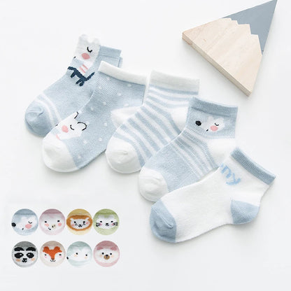 5 Pairs of Cute Cartoon Baby Socks for Infants