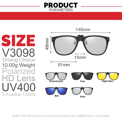 VIVIBEE Men Photochromic Polarized Lens Flip Up Clip-on Sunglasses