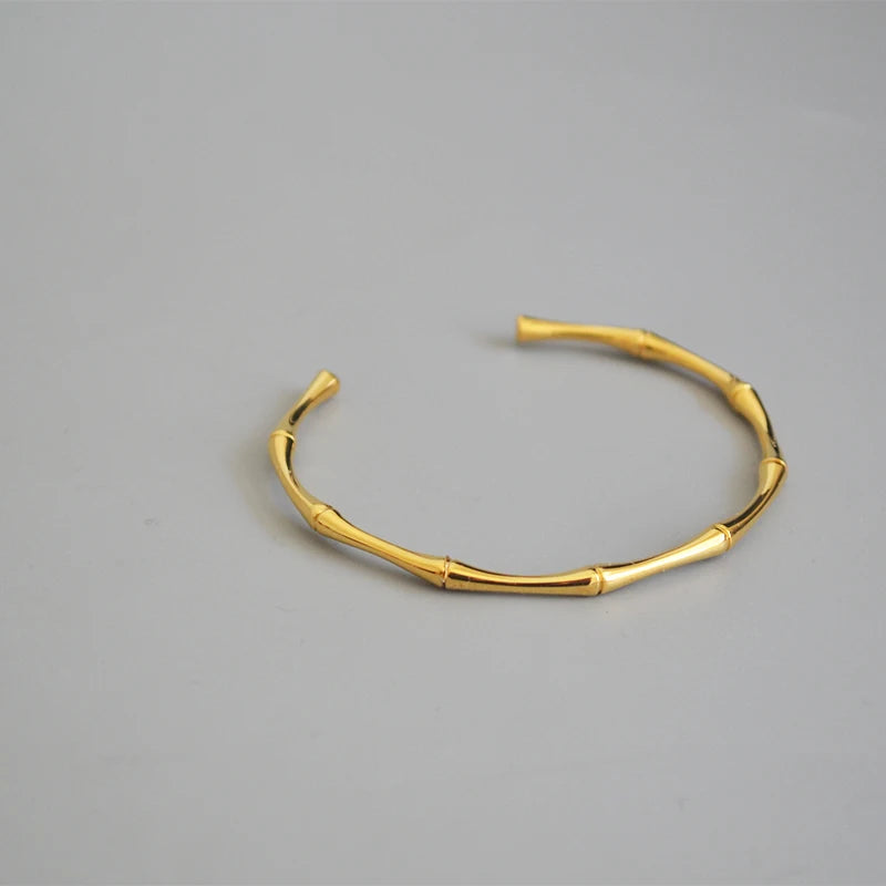 Stainless Steel Gold Color Bamboo Joint Bangles