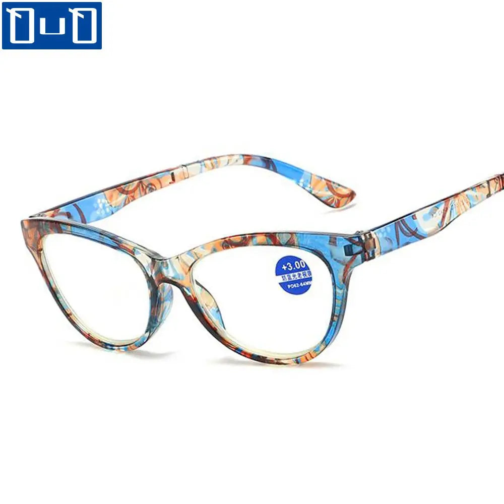 Floral Print PC Frame Cat Eye Eyewear for Presbyopia