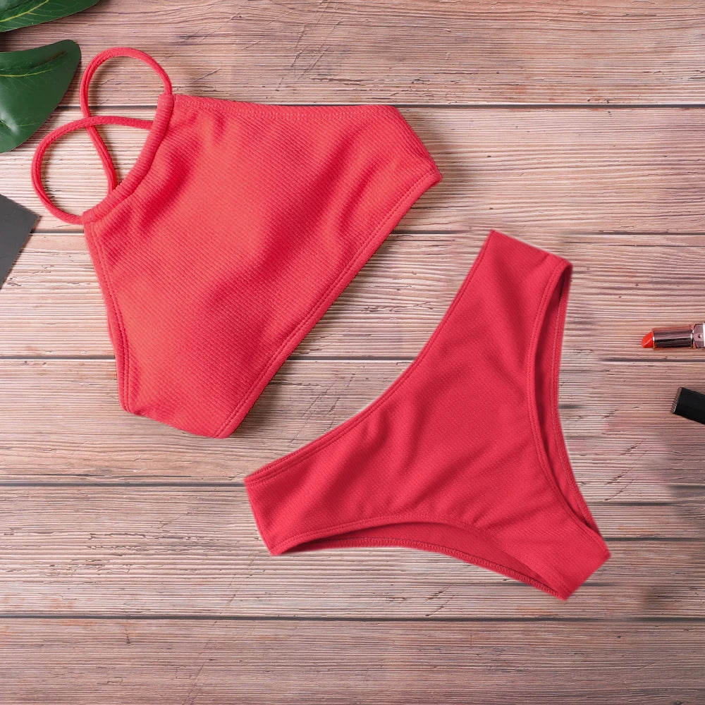 Sexy Solid Push-Up Bikini Set – Women’s Bandage Swimwear Beachwear