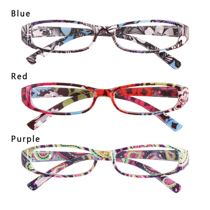 Ultralight Spring Hinge Reading Glasses with Retro Flower Print