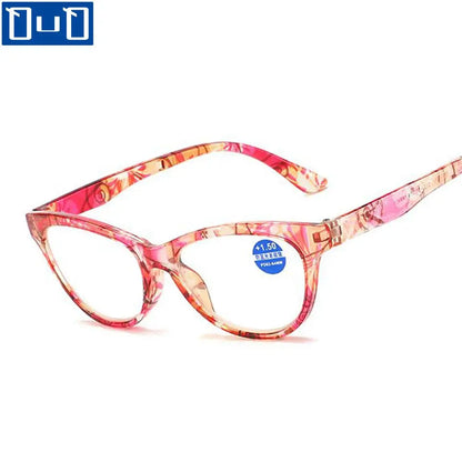 Floral Print PC Frame Cat Eye Eyewear for Presbyopia