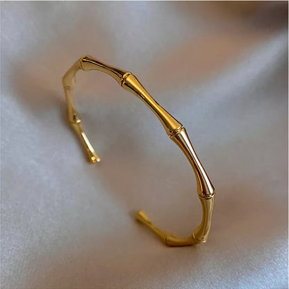 Stainless Steel Gold Color Bamboo Joint Bangles