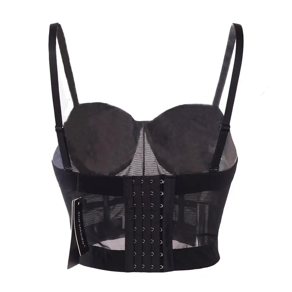 Sexy Black Transparent Bra Mesh Push-Up Bralet