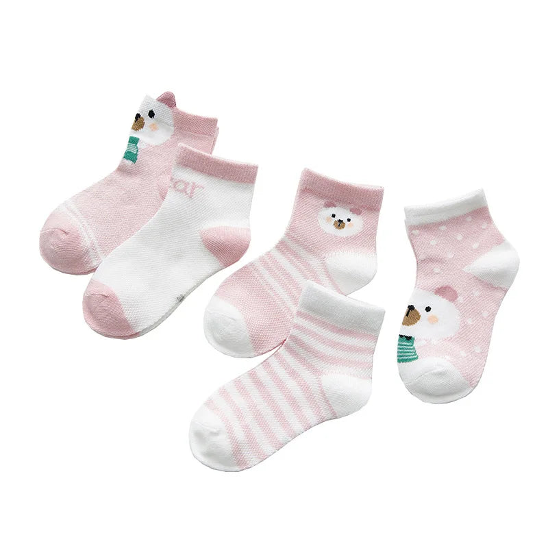 5 Pairs of Cute Cartoon Baby Socks for Infants