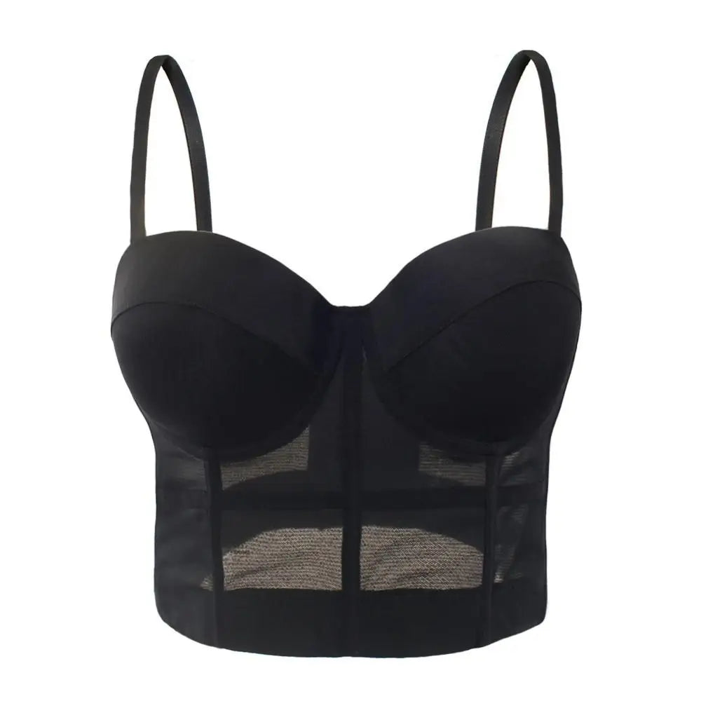 Sexy Black Transparent Bra Mesh Push-Up Bralet