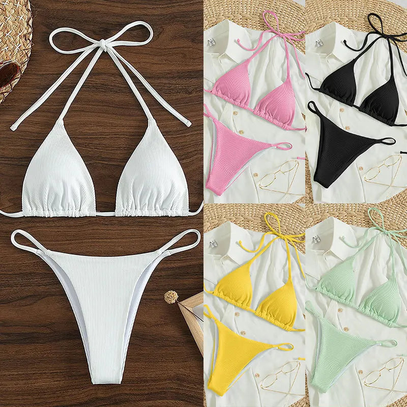 Special Pit Stripe Fabric Bikini Set