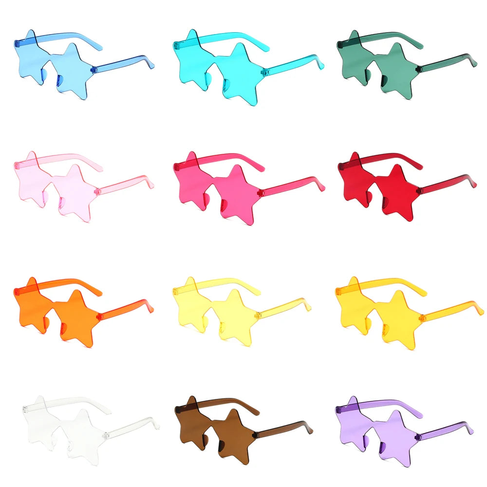 Frameless Star Shaped Solid Color Glasses for Cosplay