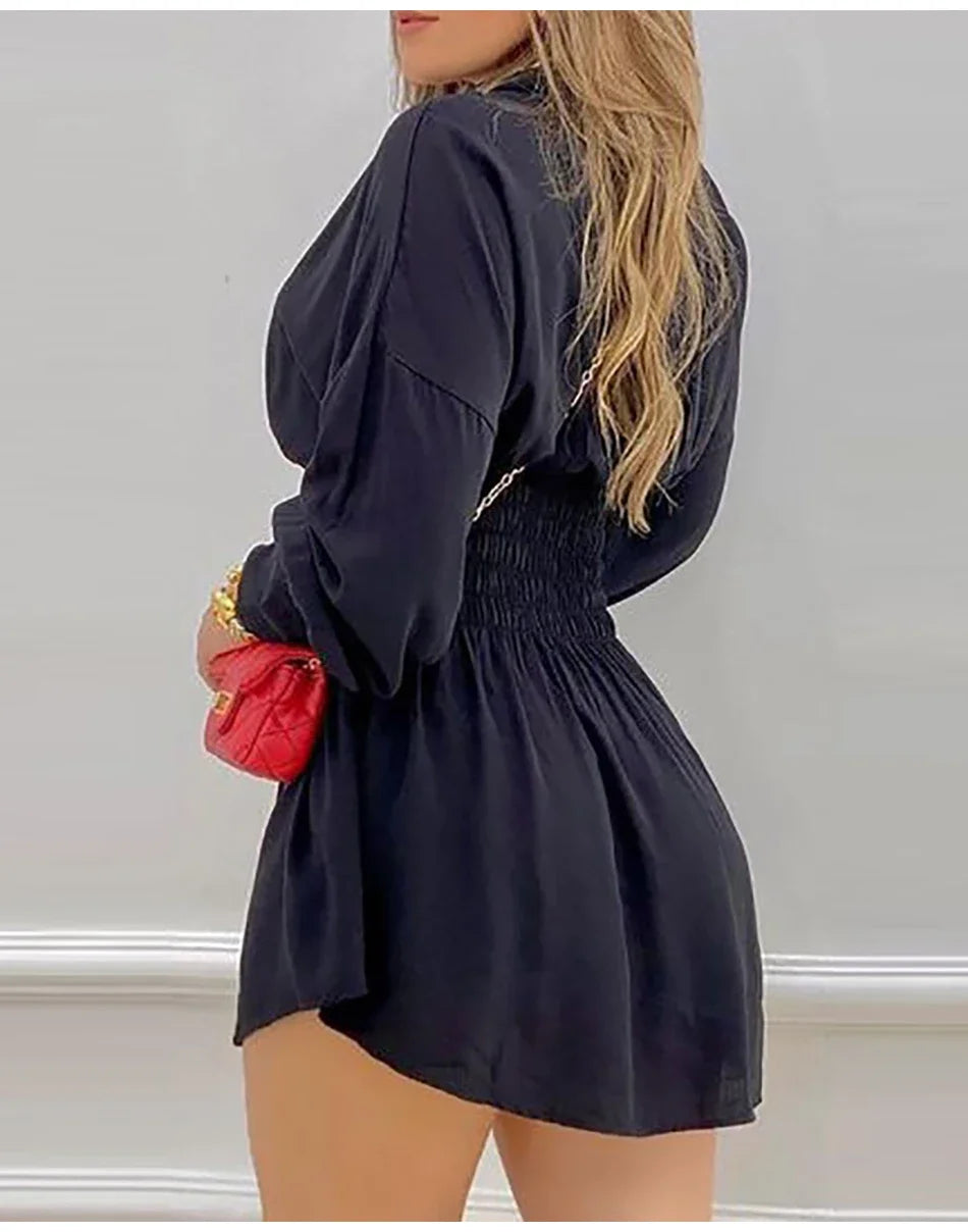 Casual Print Long Sleeve Mini Dress