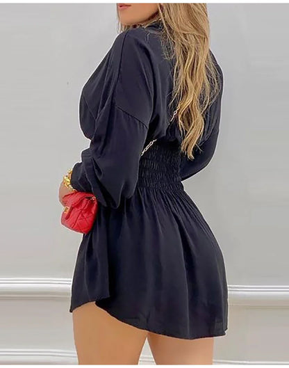 Casual Print Long Sleeve Mini Dress