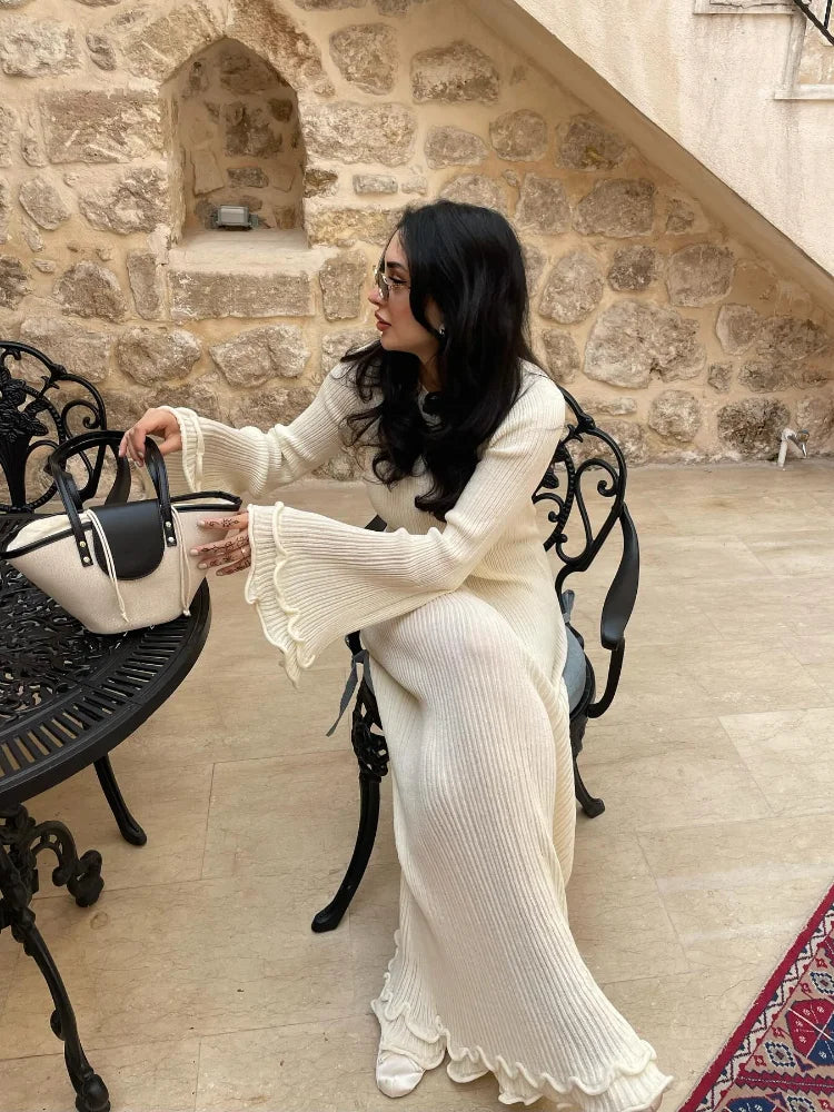 Elegant Flare Sleeve Maxi Dress