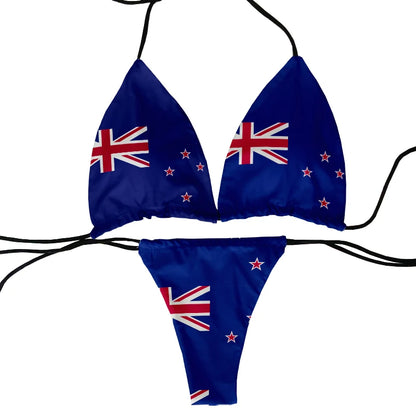 Funny Flag Print Two-Piece Swimsuit