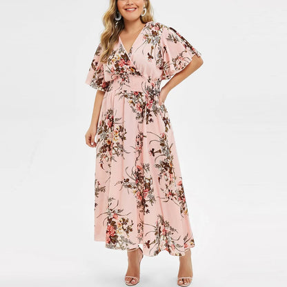 Plus Size Floral Chiffon Bohemian Dress