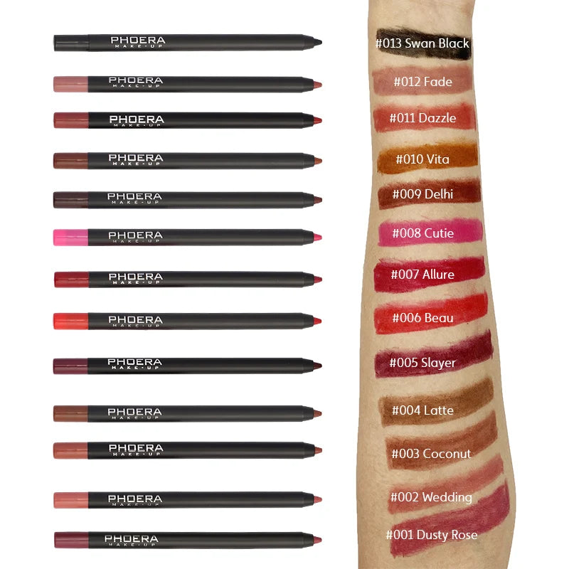 Velvet Matte Lip Liner Pencil Set - 13 Colors