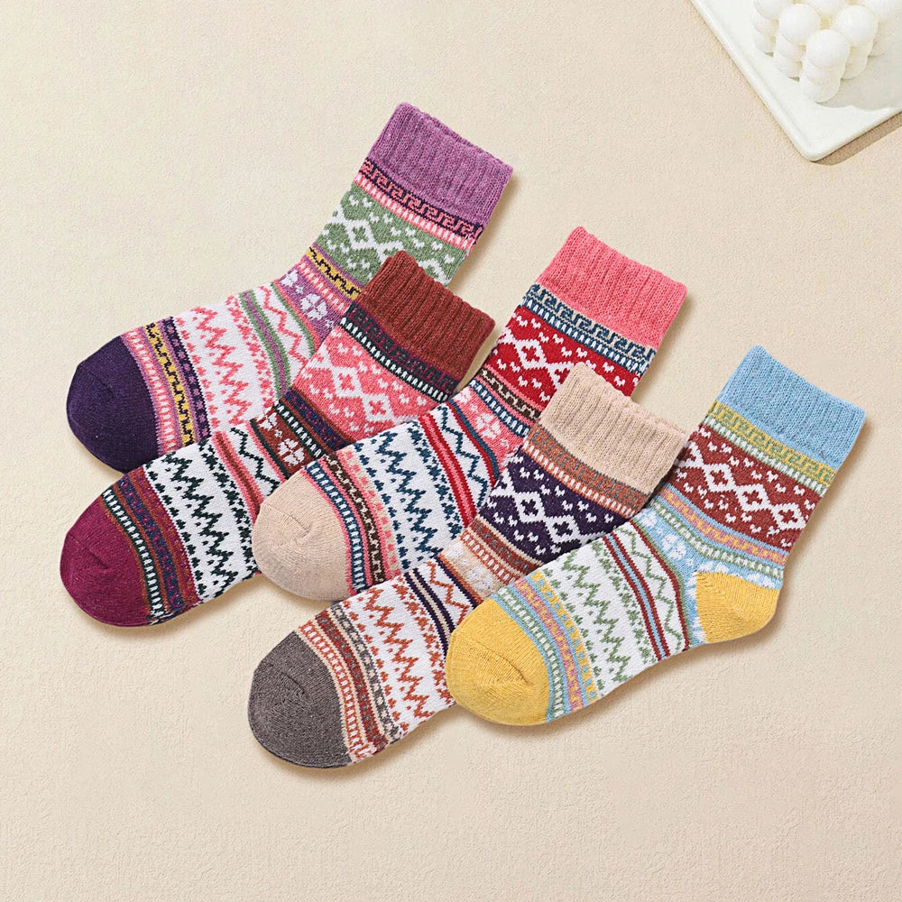 5 Pairs Wool Crew Socks