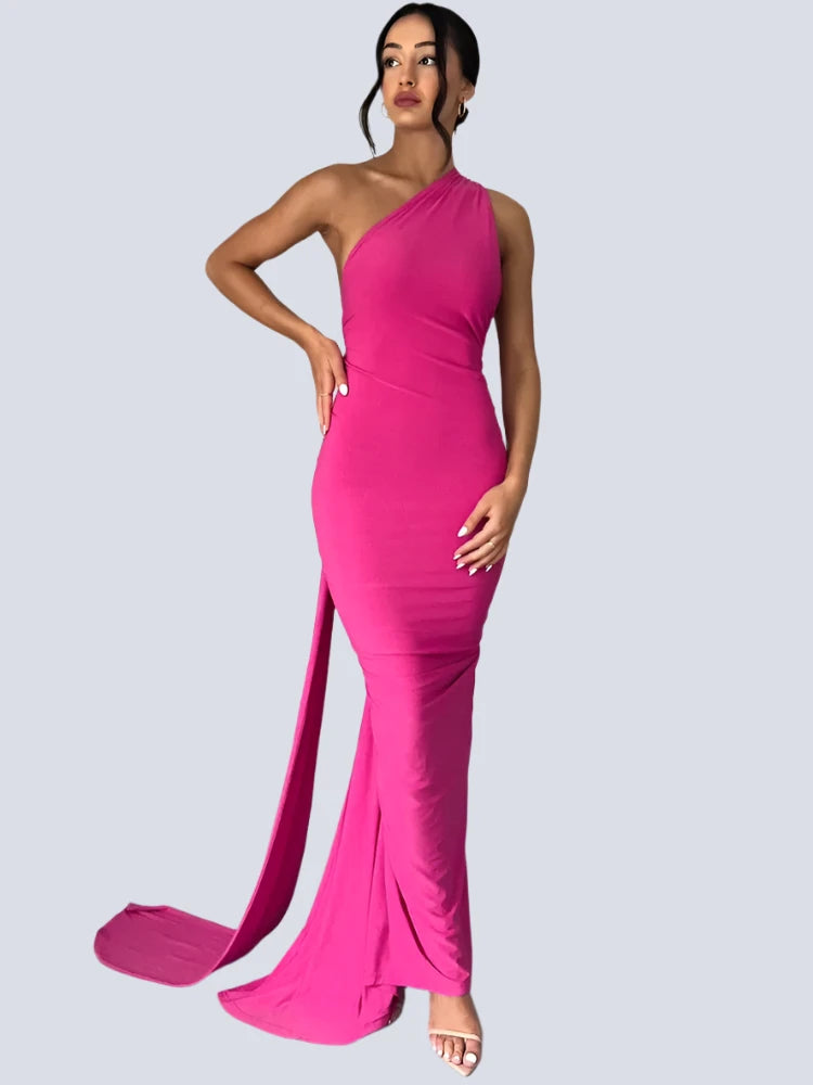 Elegant One Shoulder Backless Maxi Dress for Women – Amazing G