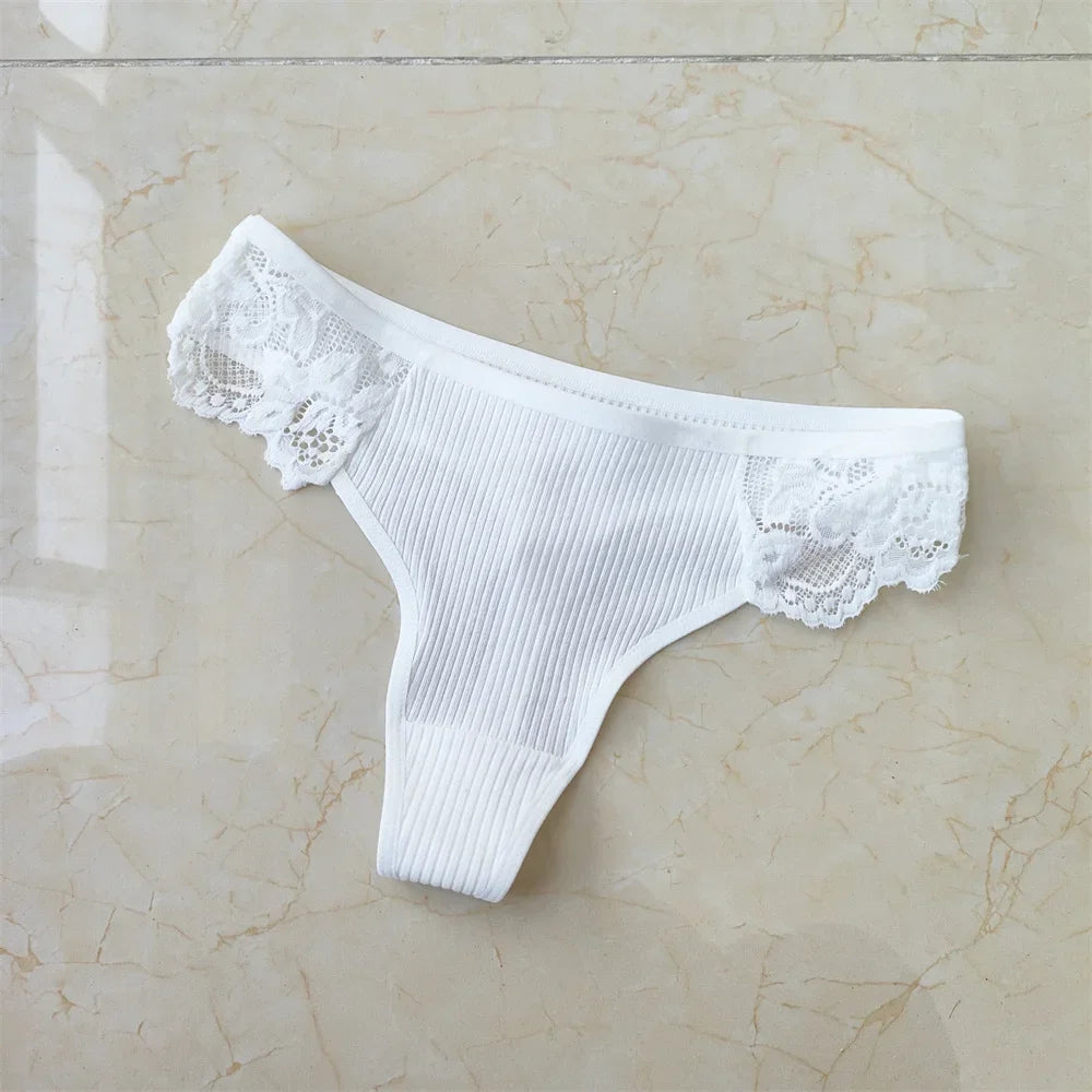 Cotton &amp; Lace G-String Panties